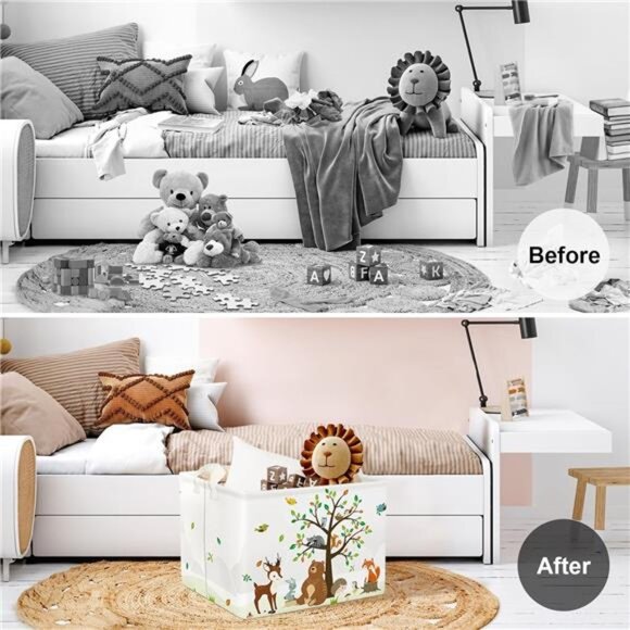 Clastyle Woodland Animals Bear Fox Raccoon Tree Baby Gift Storage Basket - Picture 2 of 7